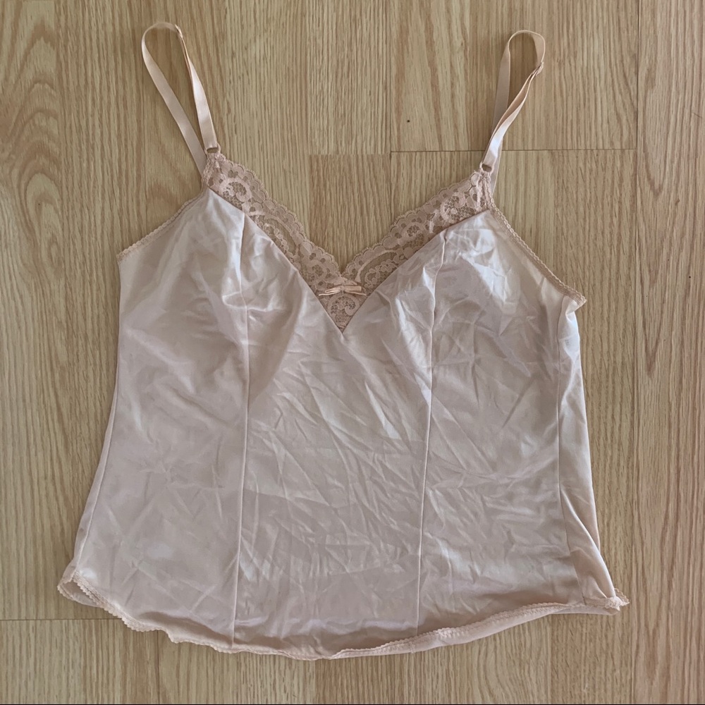Y2K Tan lace slip top